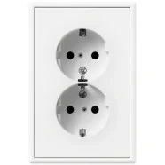 Shop Nu Jung LS 5015 KI WWM 2-voudige wandcontactdoos met beschermingscontact Voor anderhalve inbouwdoos met verhoogde aanrakingsveiligheid Sneeuwwit mat