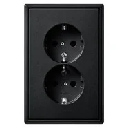 Express Levering Jung LS 5015 KI SWM 2-voudige wandcontactdoos met beschermingscontact Voor anderhalve inbouwdoos met verhoogde aanrakingsveiligheid Grafietzwart mat