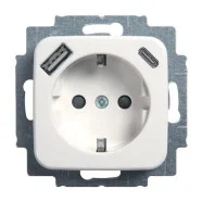Busch-Jaeger 20 EUCB2USBAC-214 Reflex Wandcontactdoos 1xUSB-A + 1xUSB-C Alpinwit Weekendaanbieding