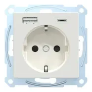 Bestel Nu Schneider Electric Merten MTN2367-0319 Systeem M Wandcontactdoos met randaarde en USB Type A+C Polarwit