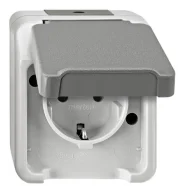 Schneider Electric Merten MTN2301-8029 Aquastar Buitenstopcontact 1-voudig Opbouw met Randaarde Grijs Gratis Retour