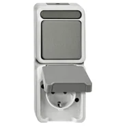 Schneider Electric Merten MTN3495-8029 Aquastar Buitenstopcontact plus Wisselschakelaar met Randaarde Grijs Beste Prijs