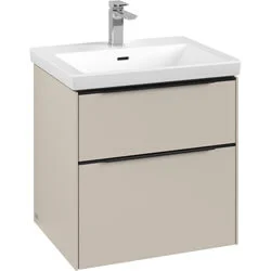 Villeroy & Boch Subway 3.0 wastafelonderkast met LED-verlichting, meubelgreep Volcano Black, 572 x 576 x 478 mm Nu Kopen