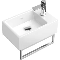 Villeroy & Boch Memento fontein zwart ceramic+ (40 x 26 cm) 1 kraangat, zonder overloop Dagaanbieding