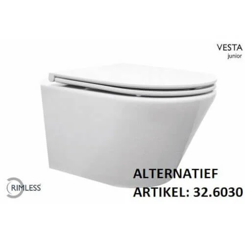 Wiesbaden Vesta-Junior rimless wandcloset 47 cm Snelle Levering