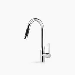 Dornbracht Sync 1-gats keukenkraan met uittrekbare hoge ronde uitloop, met handdouche 360ø draaibaar sprong 24cm chroom Speciale Aanbieding