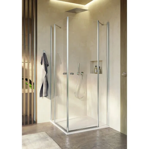 Duka Multi-S 4000 hoekinstap, pendeldeur, vast deel, uitvoering R, helder glas Koop Online