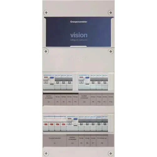 Favoriet Hager Vision type L 3-fase groepenkast met 9 groepen, 3 aardlekschakelaars, 4-polige hoofdschakelaar en 1-fase kookgroep