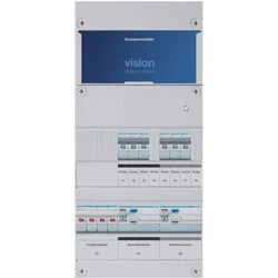 Hager Vision type L 3-fase groepenkast met 6 groepen, 2 aardlekschakelaars en 4-polige hoofdschakelaar 475 x 220 x 89 mm Beperkt Aanbod