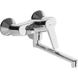 Snelle Levering Hansa Hansapolo wandkraan met 360° draaibare uitloop 28.4cm, met koppelingen chroom HOH=15cm