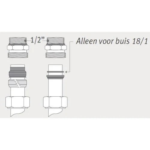 Betrouwbaar Overgangspuntstuk voor directe aansluiting convector op buis-15 mm