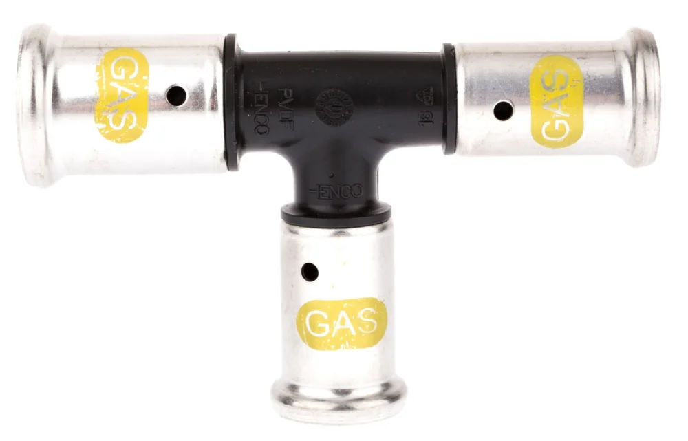 Gecertificeerd Henco pers gas t-stuk 20 x 16 x 16 Kunststof