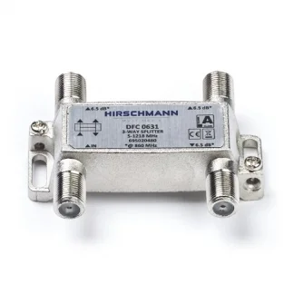 F connector splitter - Hirschmann (3-weg, 6.5 dB, Ziggo gecertificeerd) Seizoensaanbieding