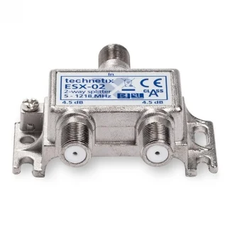 F connector splitter - Technetix (2-weg, 4.5 dB, Ziggo gecertificeerd) Op = Op