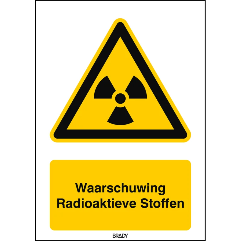 Brady - Waarschuwingspictogram - ISO 7010 Pictogrammen - Waarschuwing Radioactieve Stoffen - STNL W003-148x210-PE-CRD/1 - 826795 - 86826795 Direct Verzonden