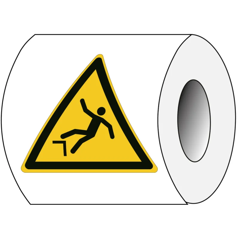 Brady - Waarschuwingspictogram - ISO Veiligheidspictogram - Waarschuwing Vallen door hoogteverschil - PIC W008-Tri 100-PE-ROLL/1 - 827502 - 86827502 Koopje