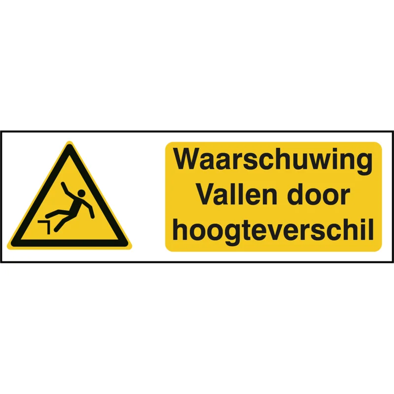 Brady - Waarschuwingspictogram - ISO 7010 Pictogrammen - Waarschuwing Vallen door hoogteverschil - STNL W008-297x105-AL-CRD/1 - 827555 - 86827555 Koop Online