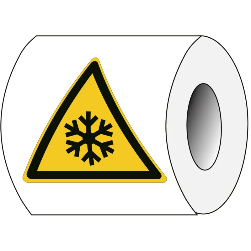 Brady - Waarschuwingspictogram - ISO Veiligheidspictogram - Waarschuwing Lage temperaturen - PIC W010- Tri 050-PE-ROLL/1 - 827796 - 86827796 Op = Op
