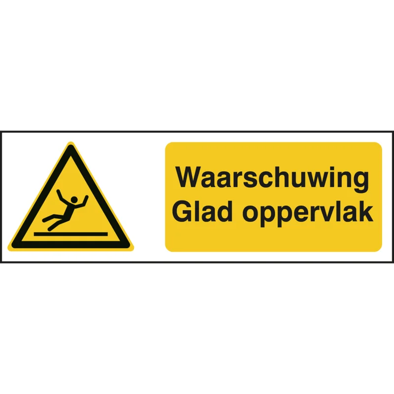 Brady - Waarschuwingspictogram - ISO 7010 Pictogrammen - Waarschuwing Glad oppervlak - STNL W011-450x150-PP-CRD/1 - 827993 - 86827993 Direct Verzonden
