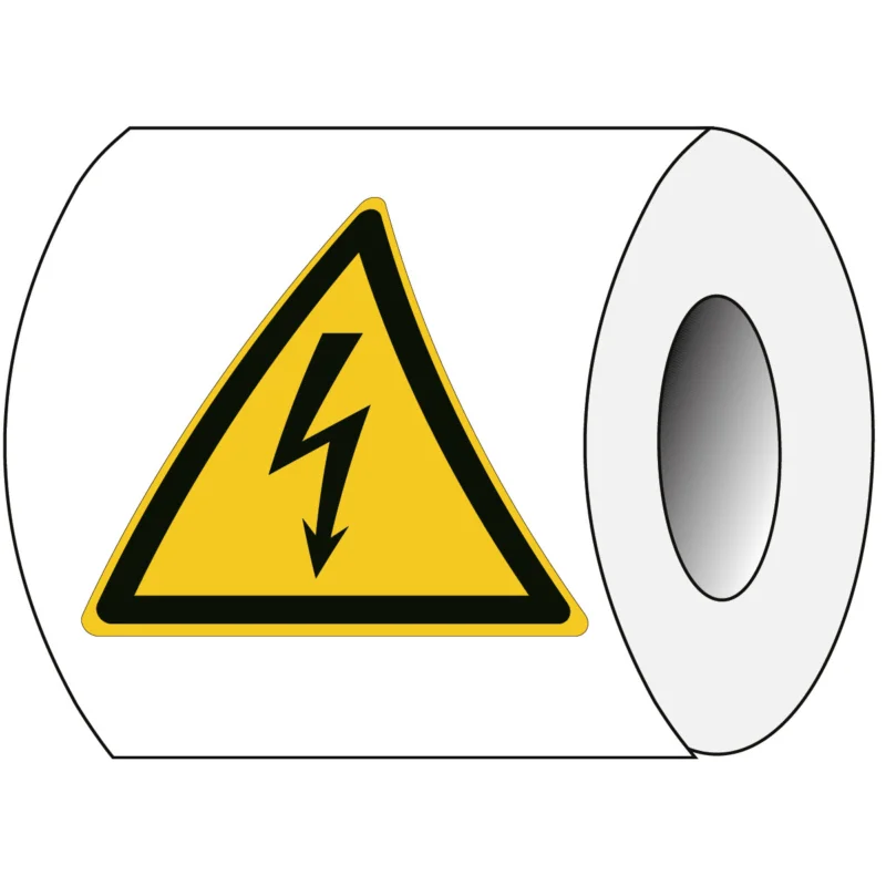 Brady - Waarschuwingspictogram - ISO Veiligheidspictogram - Waarschuwing Gevaarlijke elektrische spanning - PIC W012- Tri 050-PE-ROLL/1 - 828092 - 86828092 Koopje