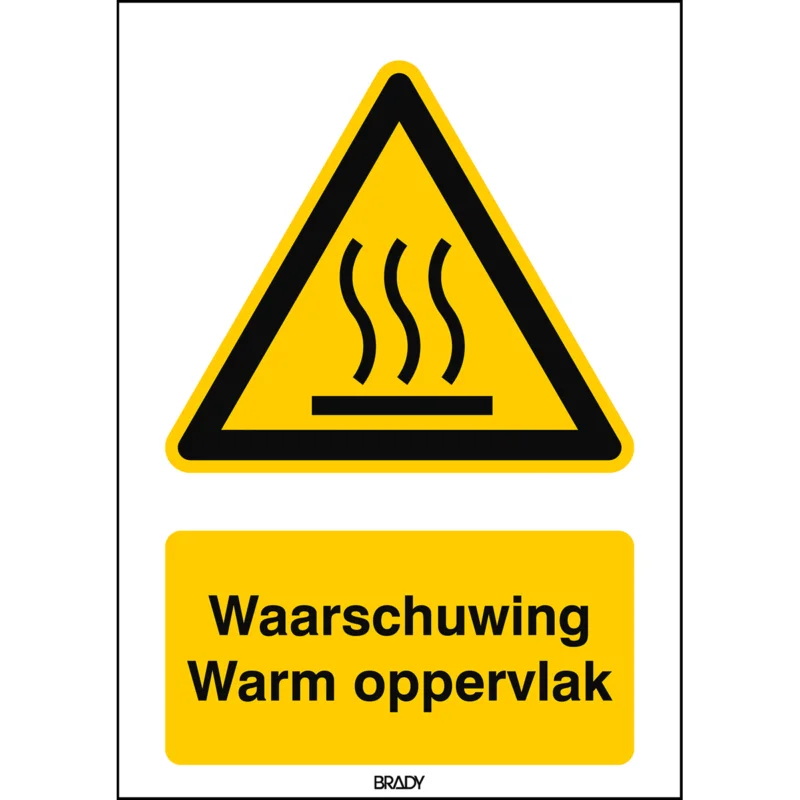 Brady - Waarschuwingspictogram - ISO 7010 Pictogrammen - Waarschuwing Warm oppervlak - STNL W017-148x210-PP-CRD/1 - 828875 - 86828875 Veilige Betaling