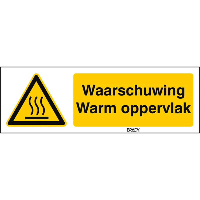 Bestel Nu Brady - Waarschuwingspictogram - ISO 7010 Pictogrammen - Waarschuwing Warm oppervlak - STNL W017-297x105-AL-CRD/1 - 828887 - 86828887