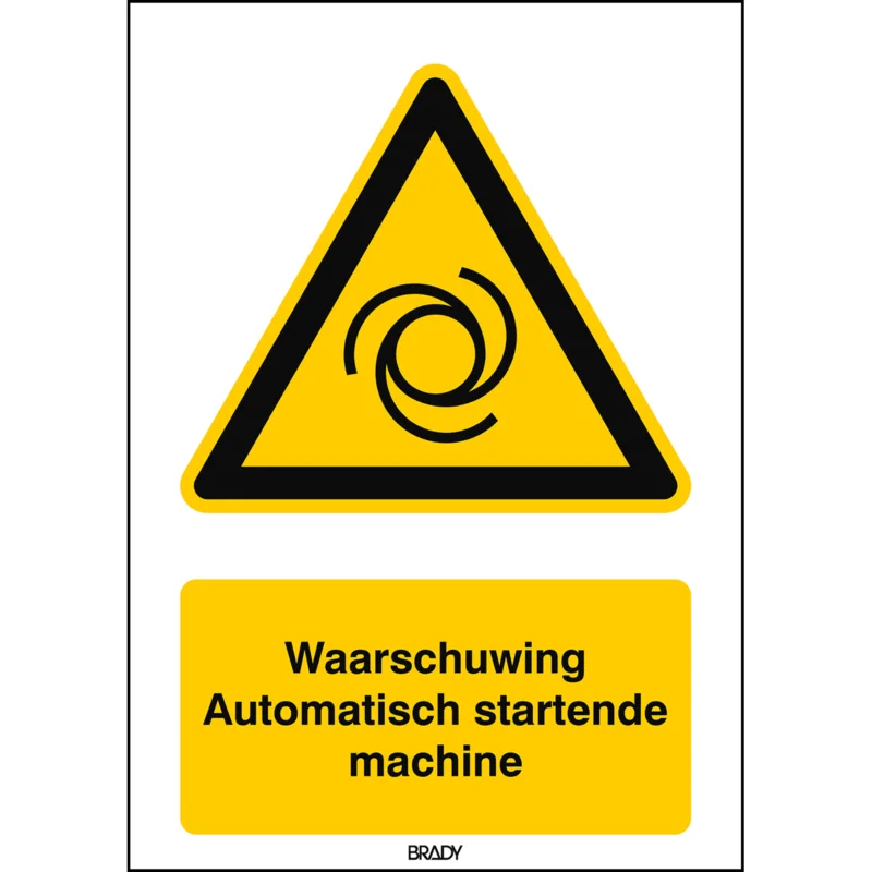 Brady - Waarschuwingspictogram - ISO 7010 Pictogrammen - Waarschuwing Automatisch startende machine - STNL W018-148x210-PP-CRD/1 - 829023 - 86829023 Rechtstreeks Van De Fabrikant