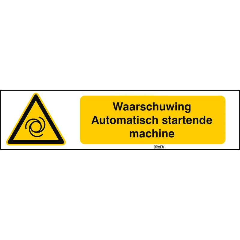 Alleen Vandaag Brady - Waarschuwingspictogram - ISO 7010 Pictogrammen - Waarschuwing Automatisch startende machine - STNL W018-297x74-PP-CRD/1 - 829027 - 86829027