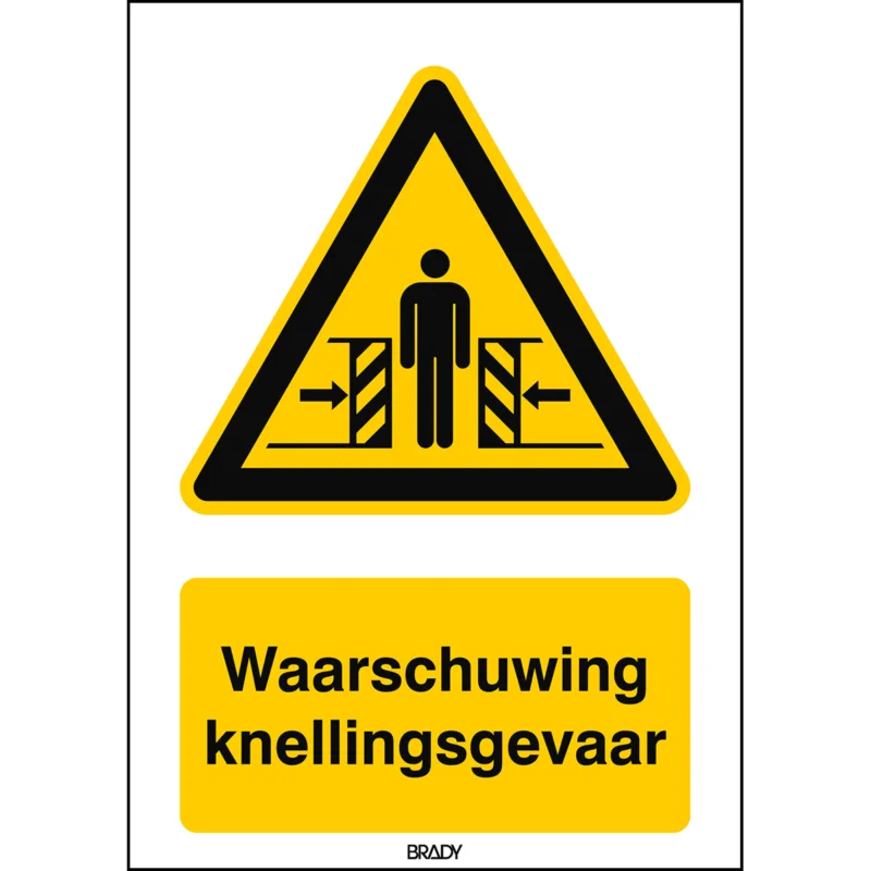 Brady - Waarschuwingspictogram - ISO 7010 Pictogrammen - Waarschuwing knellingsgevaar - STNL W019-210x297-PE-CRD/1 - 829164 - 86829164 Direct Verzonden