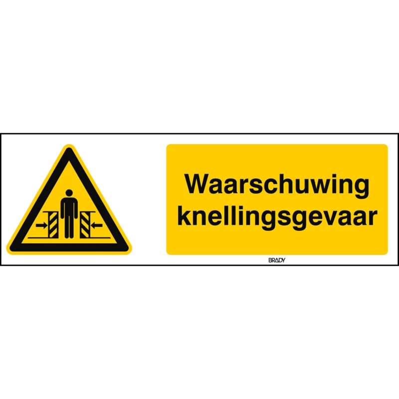 Brady - Waarschuwingspictogram - ISO 7010 Pictogrammen - Waarschuwing knellingsgevaar - STNL W019-600x200-PE-CRD/1 - 829170 - 86829170 Express Levering