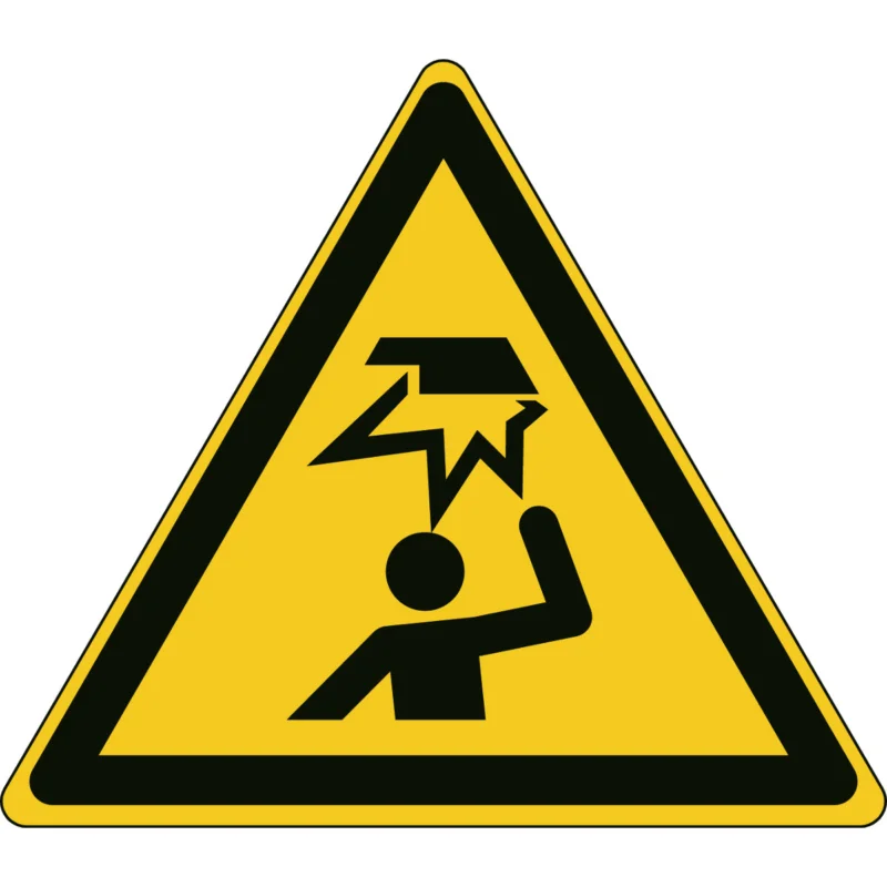 Brady - Waarschuwingspictogram - ISO Veiligheidspictogram - Waarschuwing laaghangende obstakels - stootgevaar - PIC W020-Tri 315-PE-CRD/1 - 829281 - 86829281 Tijdelijk Beschikbaar