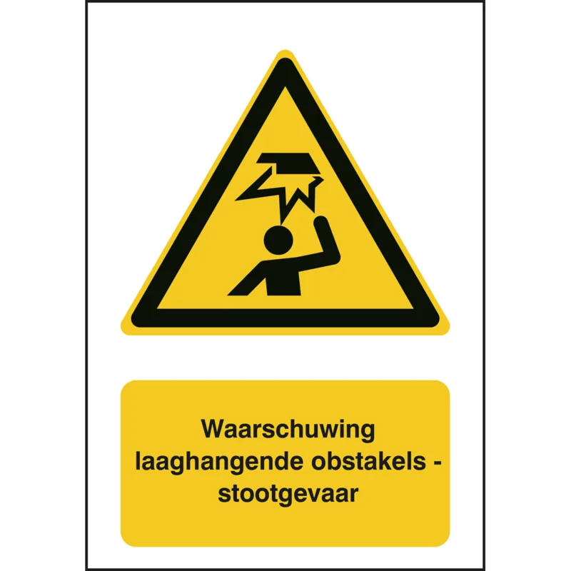 Aanbieding Brady - Waarschuwingspictogram - ISO 7010 Pictogrammen - Waarschuwing laaghangende obstakels - stootgevaar - STNL W020-210x297-PE-CRD/1 - 829312 - 86829312