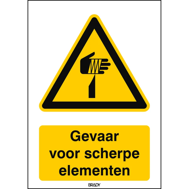 Brady - Waarschuwingspictogram - ISO 7010 Pictogrammen - Waarschuwing Gevaar voor scherpe elementen - STNL W022-148x210-PP-CRD/1 - 829615 - 86829615 Superprijs