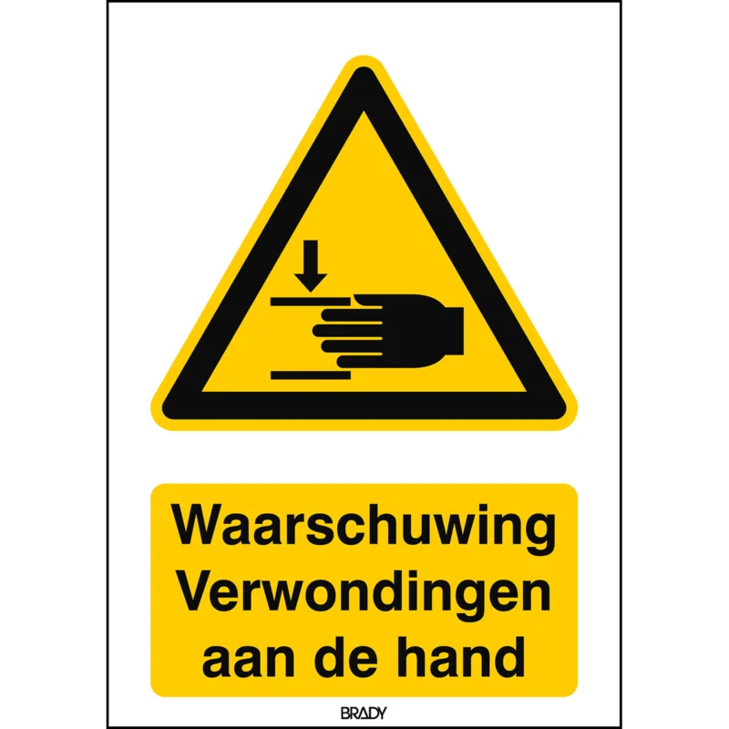 Brady - Waarschuwingspictogram - ISO 7010 Pictogrammen - Waarschuwing Verwondingen aan de hand - STNL W024-148x210-PE-CRD/1 - 829903 - 86829903 Exclusieve Aanbieding