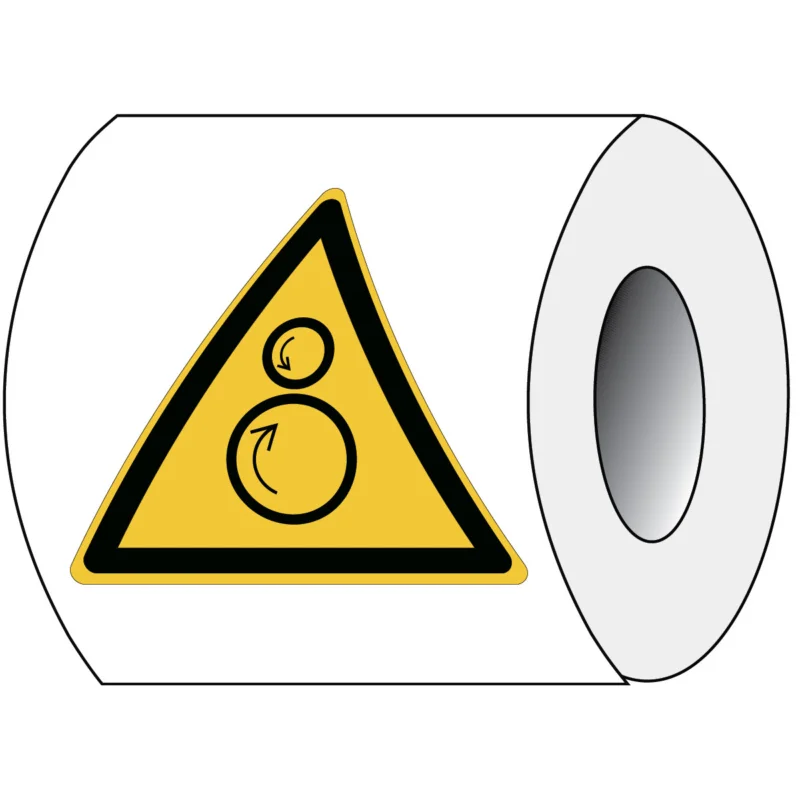 Brady - Waarschuwingspictogram - ISO Veiligheidspictogram - Waarschuwing Roterende onderdelen - PIC W025-Tri 100-PE-ROLL/1 - 830018 - 86830018 Premium
