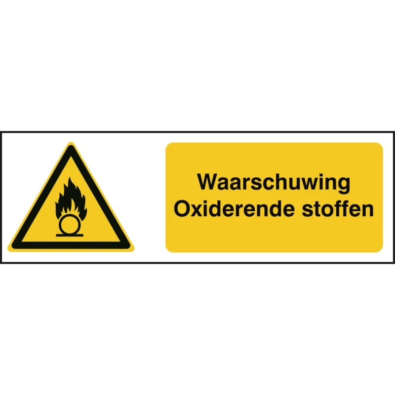 Brady - Waarschuwingspictogram - ISO-veiligheidspictogram – Waarschuwing – Oxiderende stoffen - W/W028/NL260/TW-297X105-1 - 236207 - 86236207 Direct Verzonden