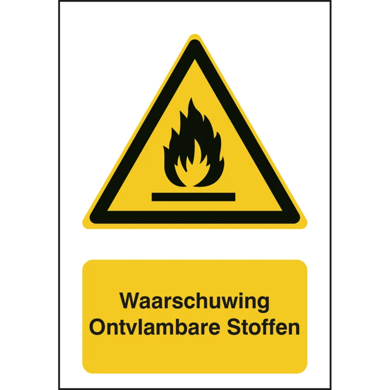 Brady - Waarschuwingspictogram - ISO Veiligheidspictogram - Waarschuwing Ontvlambare Stoffen - W/W021/NL331/TWM-297X420-1 - 237075 - 86237075 Hoge Kwaliteit