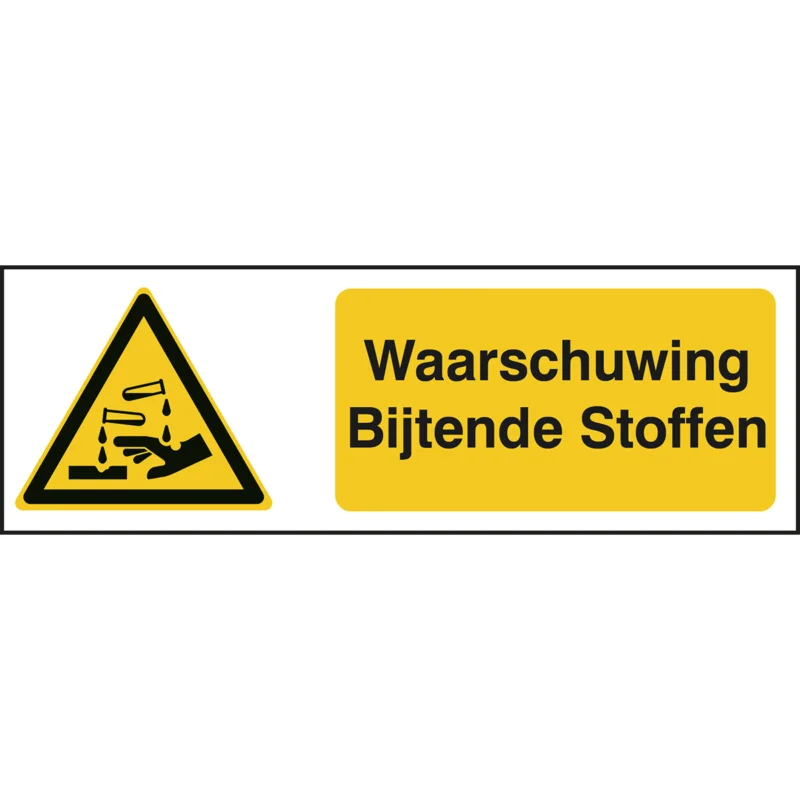 Betrouwbaar Brady - Waarschuwingspictogram - ISO Veiligheidspictogram - Waarschuwing Bijtende Stoffen - W/W023/NL333/TWM-297X105-1 - 237129 - 86237129