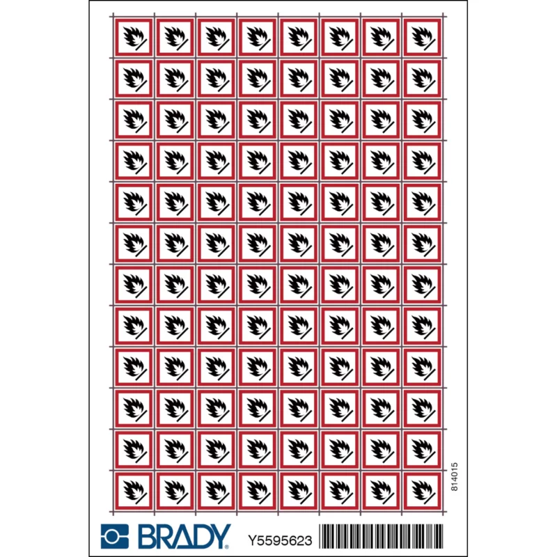 Brady - Gevaarlijke stoffen pictogram - GHS Symbool - GHS02 - Brandgevaarlijk - MINI PIC1802-10X10-GHS02/96 - 814015 - 86814015 Betaalbaar