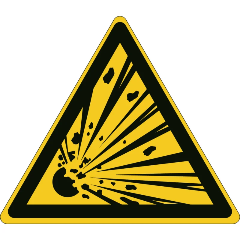 Brady - Waarschuwingspictogram - ISO Veiligheidspictogram - Waarschuwing Explosieve Stoffen - PIC W002- Tri 050-PE-SHEET/7 - 816664 - 86816664 Op = Op