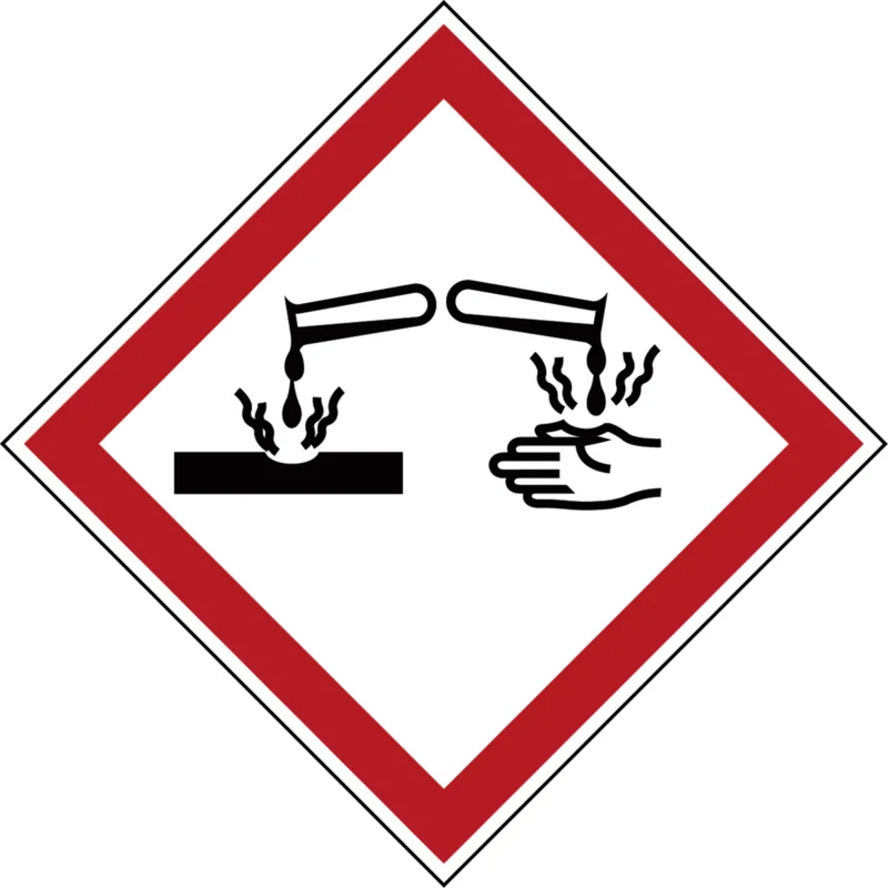 Brady - Gevaarlijke stoffen pictogram - GHS Symbool - GHS05 - Bijtend - PIC 1808-21*21-B7541-RLL-DC - 834181 - 86834181 Must-Have