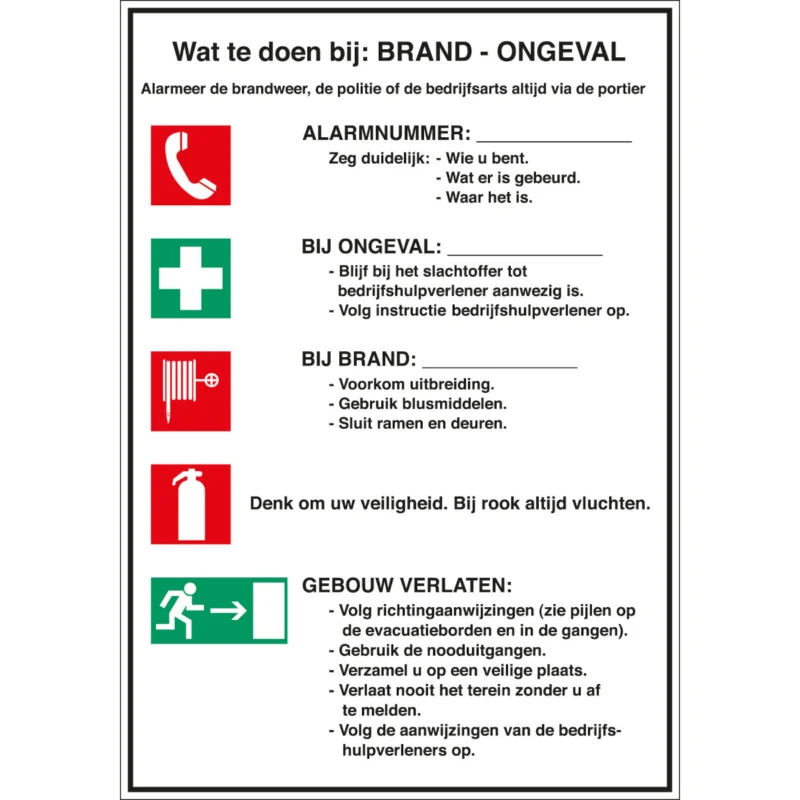 Bestseller Brady - Overige pictogrammen - Calamiteitenbord - Wat te doen bij BRAND - ONGEVAL... - STN 992-210X297-B7527 - 223880 - 86223880