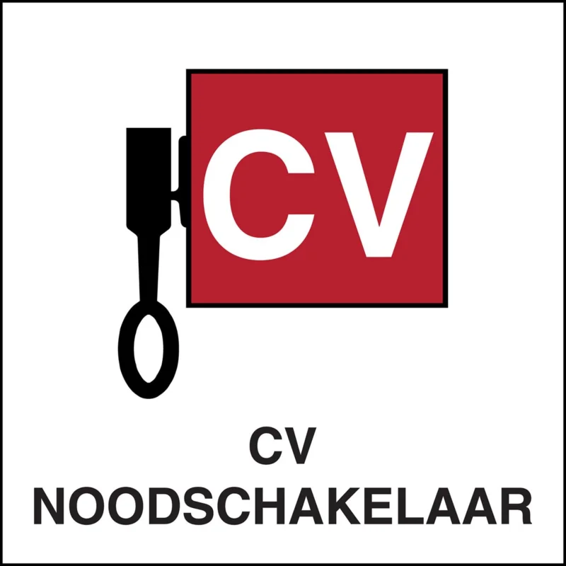 Brady - Overige pictogrammen - Informatietekens - Locatieaanduiding CV noodschakelaar - CV NOODSCHAKELAAR - STN 1012-148X148-B7527 - 803528 - 86803528 Direct Verzonden