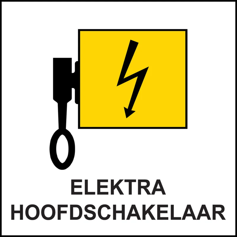 Brady - Overige pictogrammen - Informatietekens - Locatieaanduiding elektra hoofdschakelaar - ELEKTRA HOOFDSCHAKELAAR - STN 1014-100X100-B7527 - 803538 - 86803538 Exclusieve Aanbieding