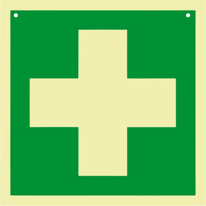 Alleen Vandaag LumiMark - Nalichtend wandbord - EHBO - 200x200mm - PVC-schuim 3mm - 230mcd/m² (10 min) - 2x gat - 92560030