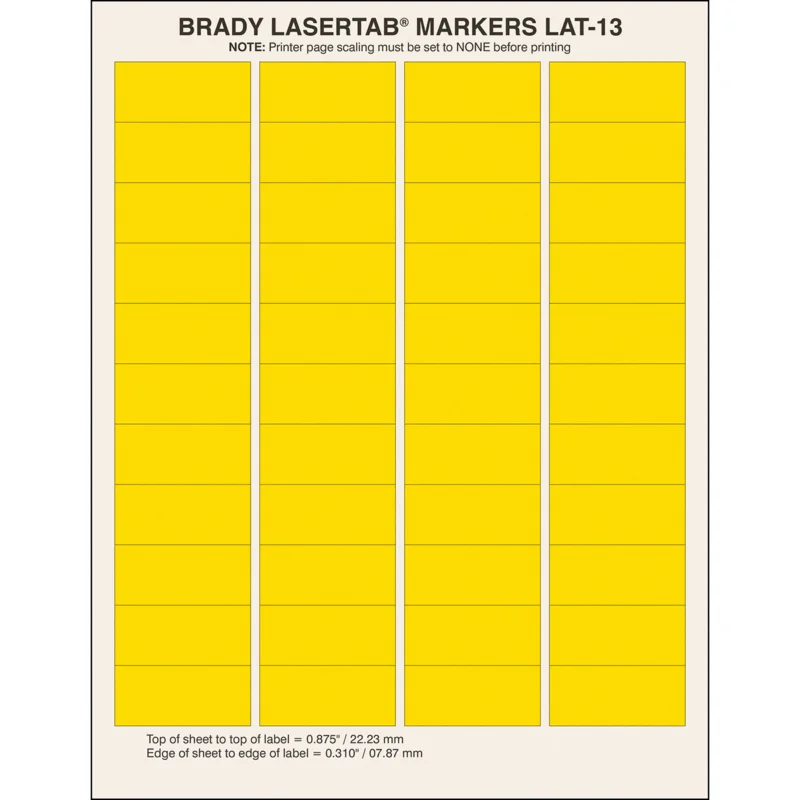Brady - Algemene identificatie - LaserTab Labels - ELAT-13-747-YL - 029852 - 87029852 Betrouwbaar