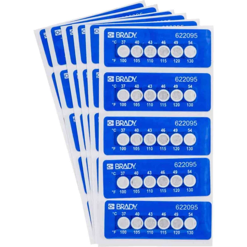 Brady - Algemene identificatie - Onomkeerbaar temperatuurindicatielabel - 6 niveaus - TIL-6-37C/100F - 622095 - 87622095 Fabrieksprijs