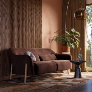 Decowall Acoustic Curve walnoot - 260x30cm 2 stuks Weekendaanbieding