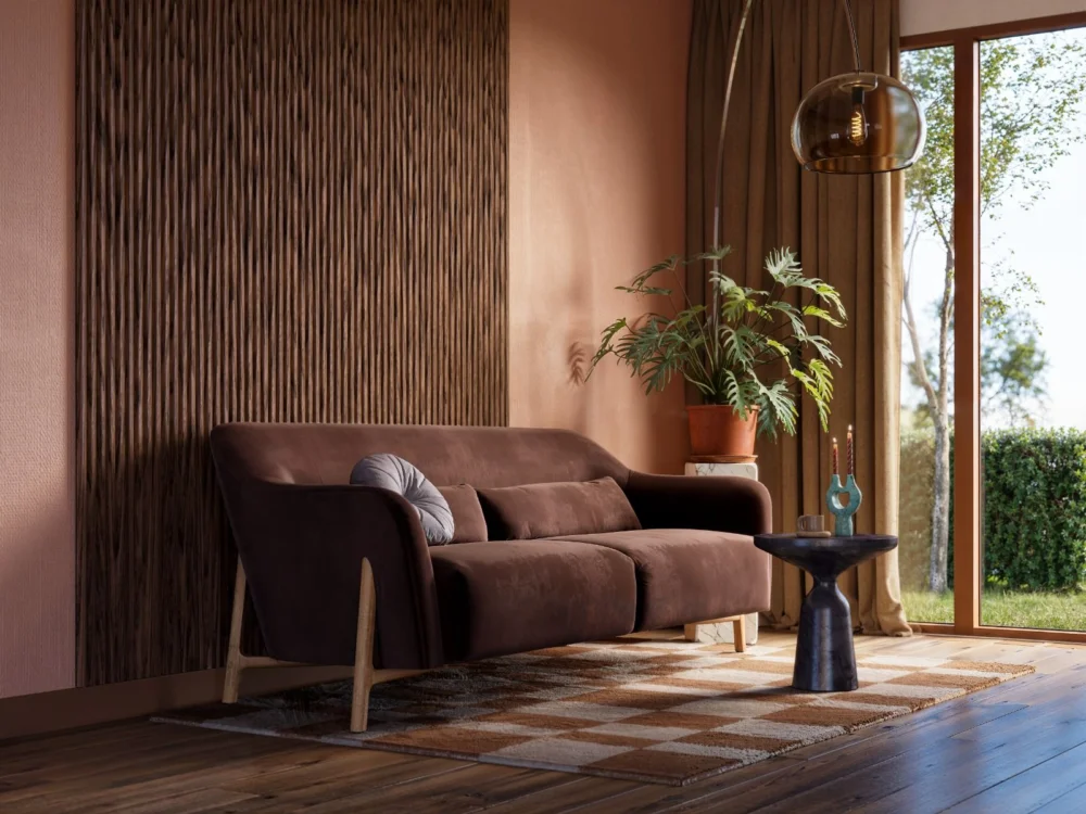 Decowall Acoustic Curve walnoot - 260x30cm 2 stuks Weekendaanbieding