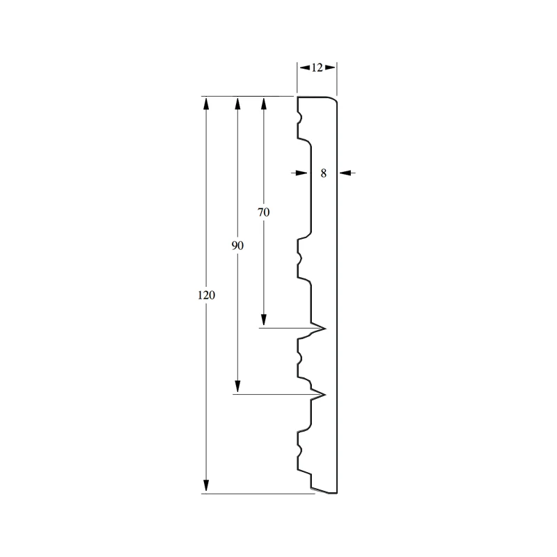 12mm Flexibele Moderne plint wit Populair